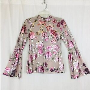 Show Me Your‎ Mumu Floral Metallic Top Bell Fairy Small Clara Rockstar Indie NWT